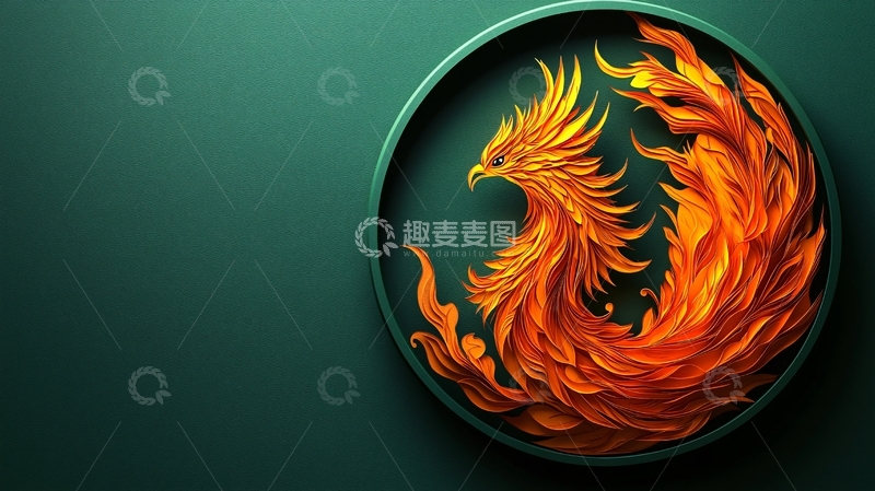 高清大图下载【趣麦麦图】凤凰图案圆形装饰
