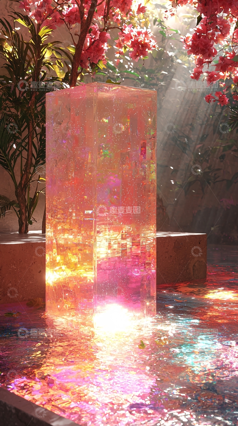 高清大图下载【趣麦麦图】梦幻水景发光柱