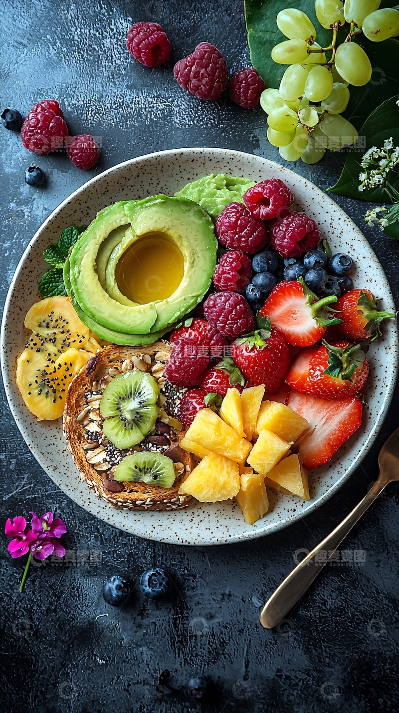高清大图下载【趣麦麦图】营养早餐的水果拼盘