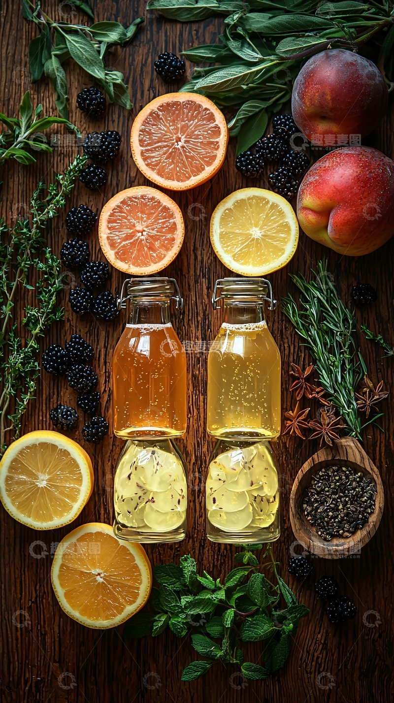 高清大图下载【趣麦麦图】饮品与水果的静物摆拍