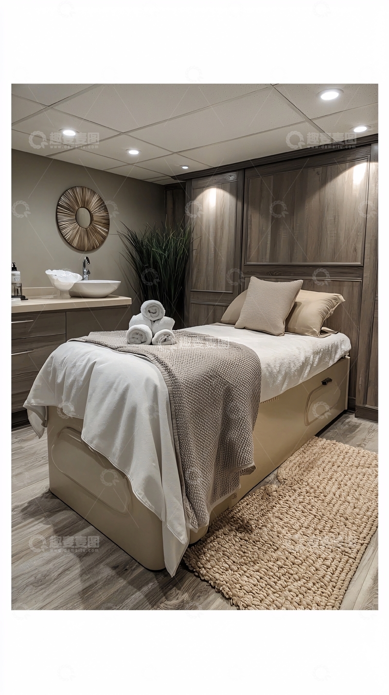 高清大图下载【趣麦麦图】疗养会所舒适单人床