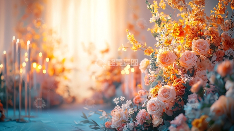高清大图下载【趣麦麦图】鲜花簇拥的柔美光线