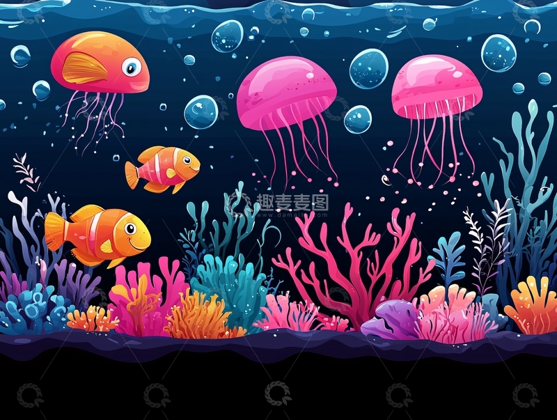 高清大图下载【趣麦麦图】海底世界卡通生物