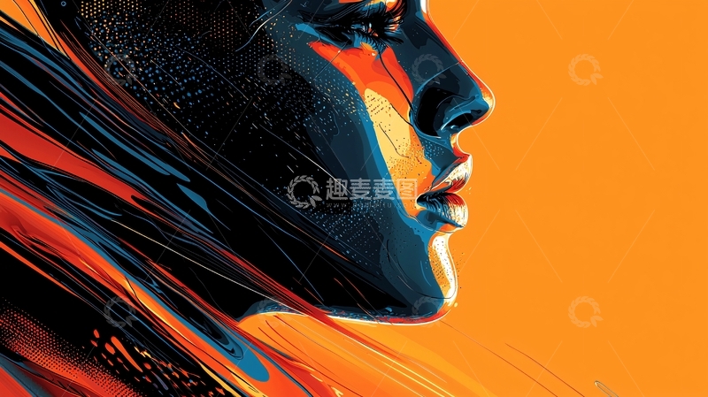 高清大图下载【趣麦麦图】抽象人像侧影