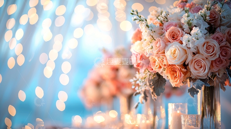 高清大图下载【趣麦麦图】柔和灯光下的浪漫花束