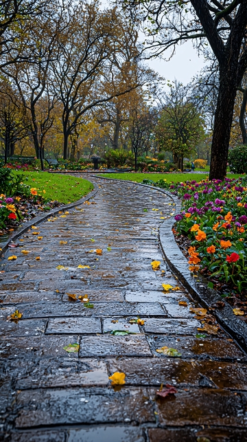 雨后公园石板路