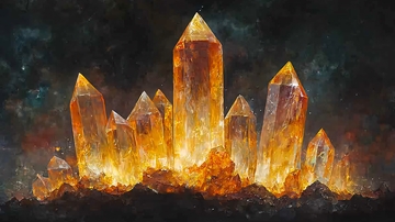 金色水晶簇高清图片