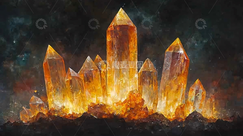 高清大图下载【趣麦麦图】金色水晶簇高清图片