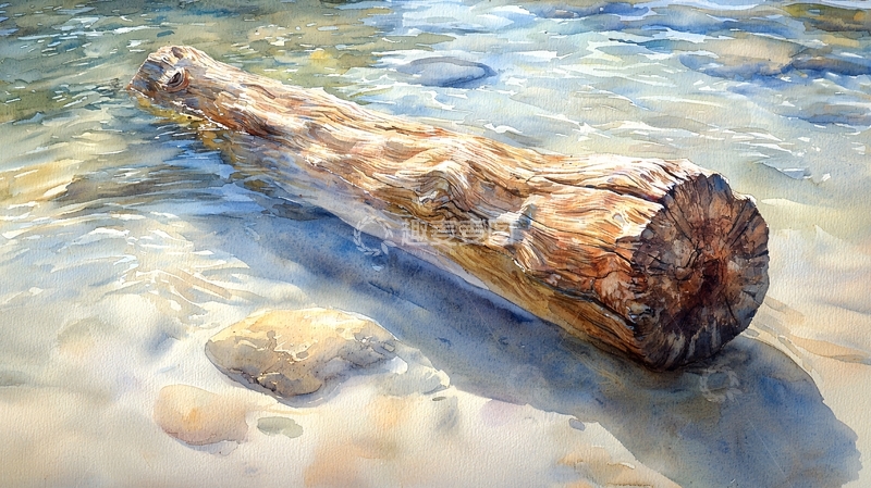 高清大图下载【趣麦麦图】水中原木漂流图