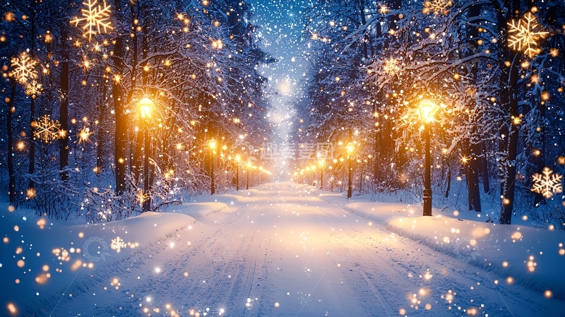 高清大图下载【趣麦麦图】冬日雪夜高清图片