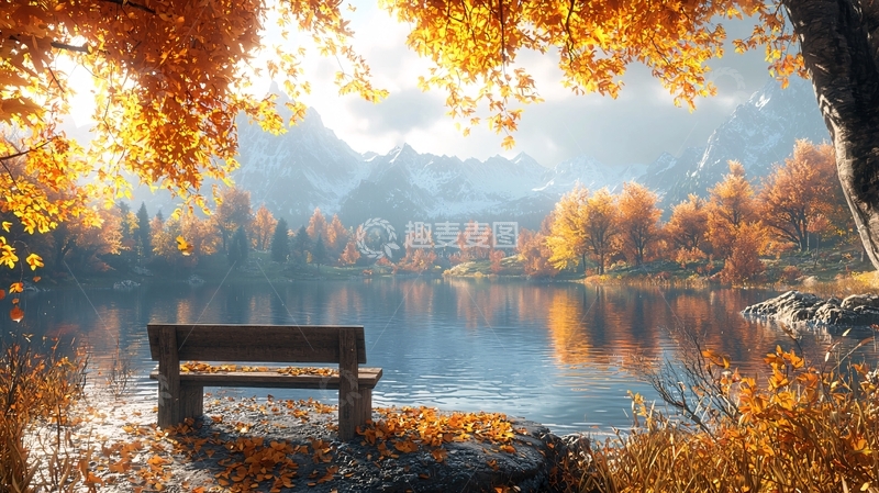 高清大图下载【趣麦麦图】秋季湖畔宁静风光