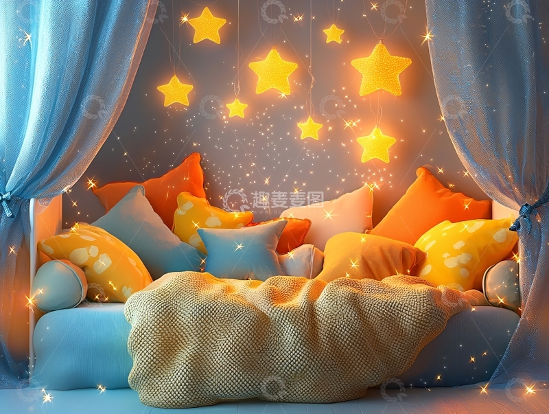 高清大图下载【趣麦麦图】舒适的星光儿童卧室