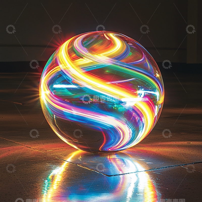 高清大图下载【趣麦麦图】光线轨迹缠绕的球体
