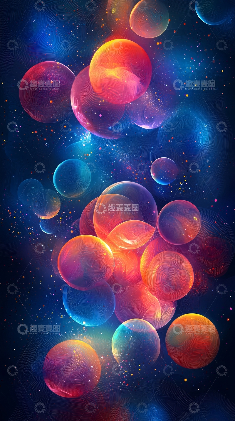 高清大图下载【趣麦麦图】彩色气泡梦幻光晕