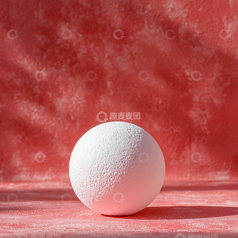高清大图下载【趣麦麦图】白色球体在红色背景前