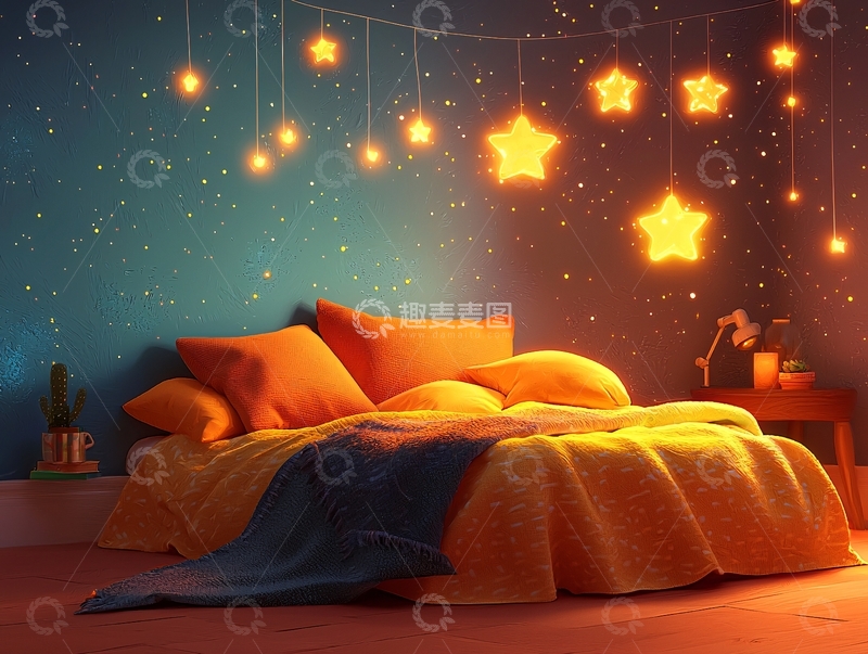 高清大图下载【趣麦麦图】星光点缀的温馨卧室