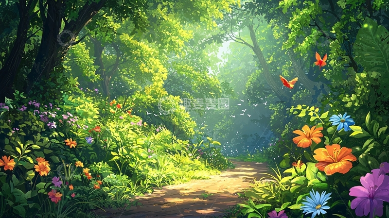 高清大图下载【趣麦麦图】绿意盎然的童话森林