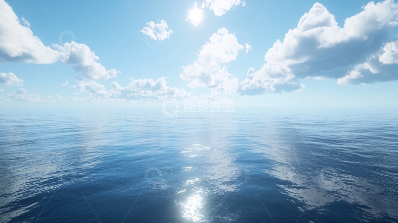 高清大图下载【趣麦麦图】湛蓝天空下的平静海面