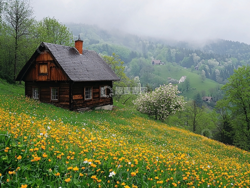 高清大图下载【趣麦麦图】林中小屋高清图片