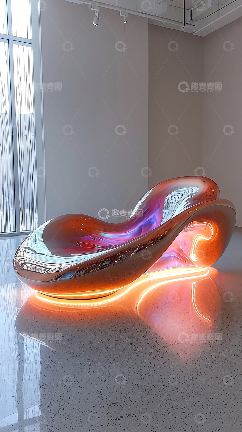 高清大图下载【趣麦麦图】未来主义发光雕塑椅子