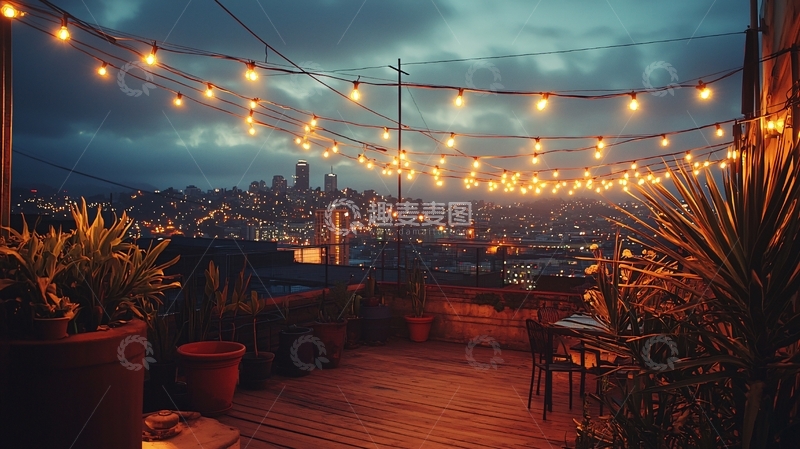 高清大图下载【趣麦麦图】城市夜景灯光露台