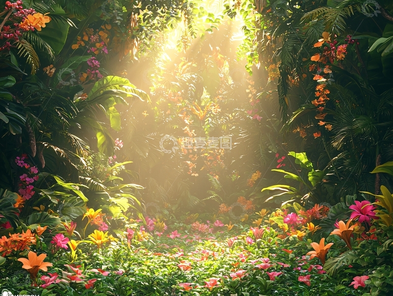 高清大图下载【趣麦麦图】阳光穿透的茂密丛林