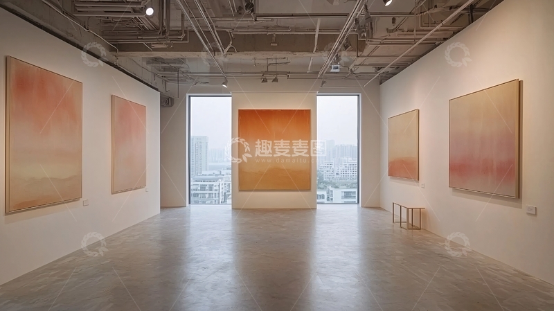 高清大图下载【趣麦麦图】画廊内部的抽象画