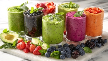 多种颜色和口味的健康冰沙