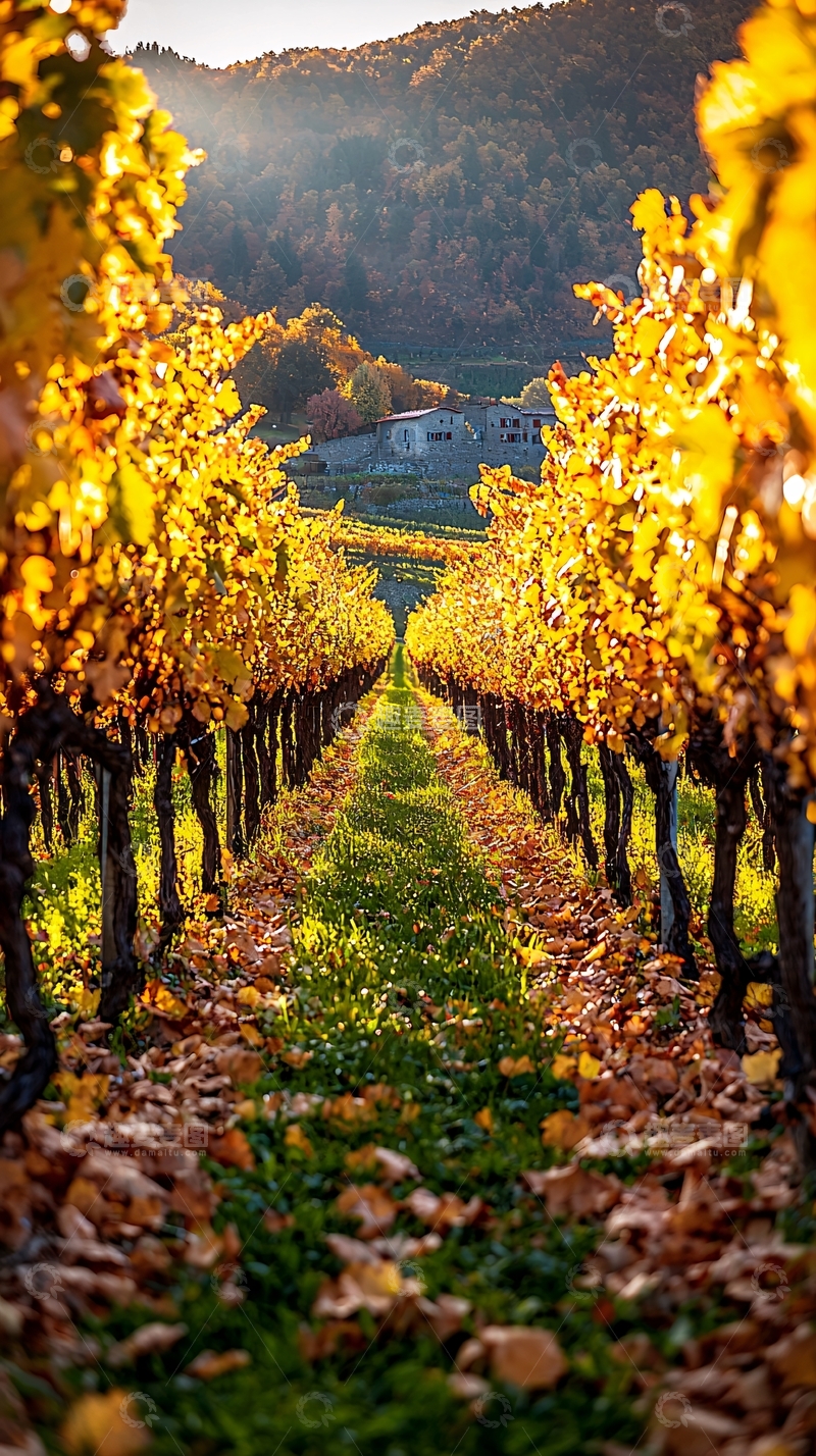 高清大图下载【趣麦麦图】秋日阳光下的葡萄园