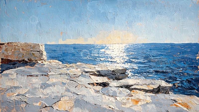 高清大图下载【趣麦麦图】海岸岩石上的波光粼粼