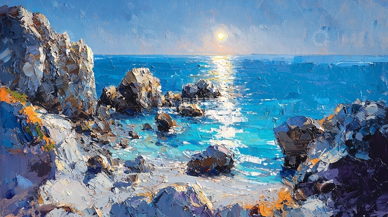 高清大图下载【趣麦麦图】海边岩石日落美景