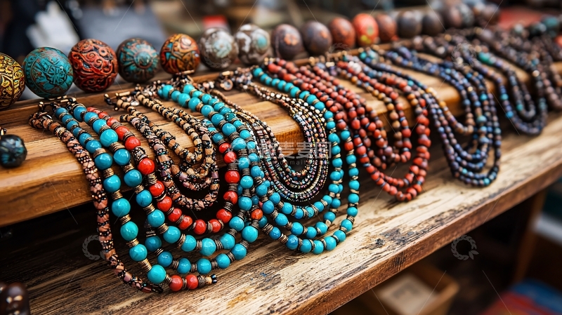 高清大图下载【趣麦麦图】色彩鲜艳的珠子项链