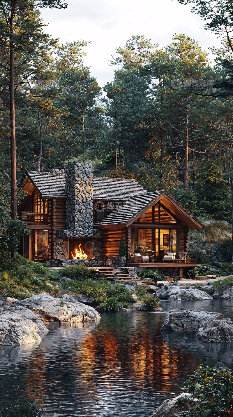 高清大图下载【趣麦麦图】森林小屋高清图片