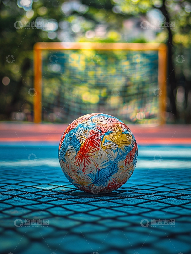 高清大图下载【趣麦麦图】彩色足球在球场上
