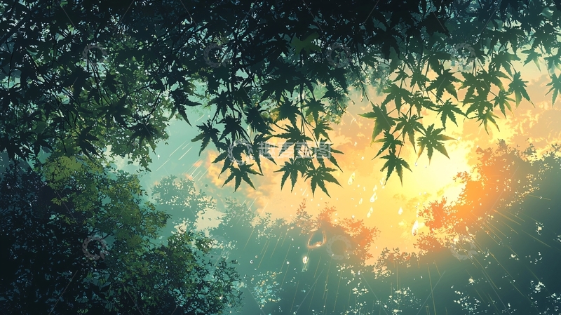 高清大图下载【趣麦麦图】阳光穿透树叶的森林意境