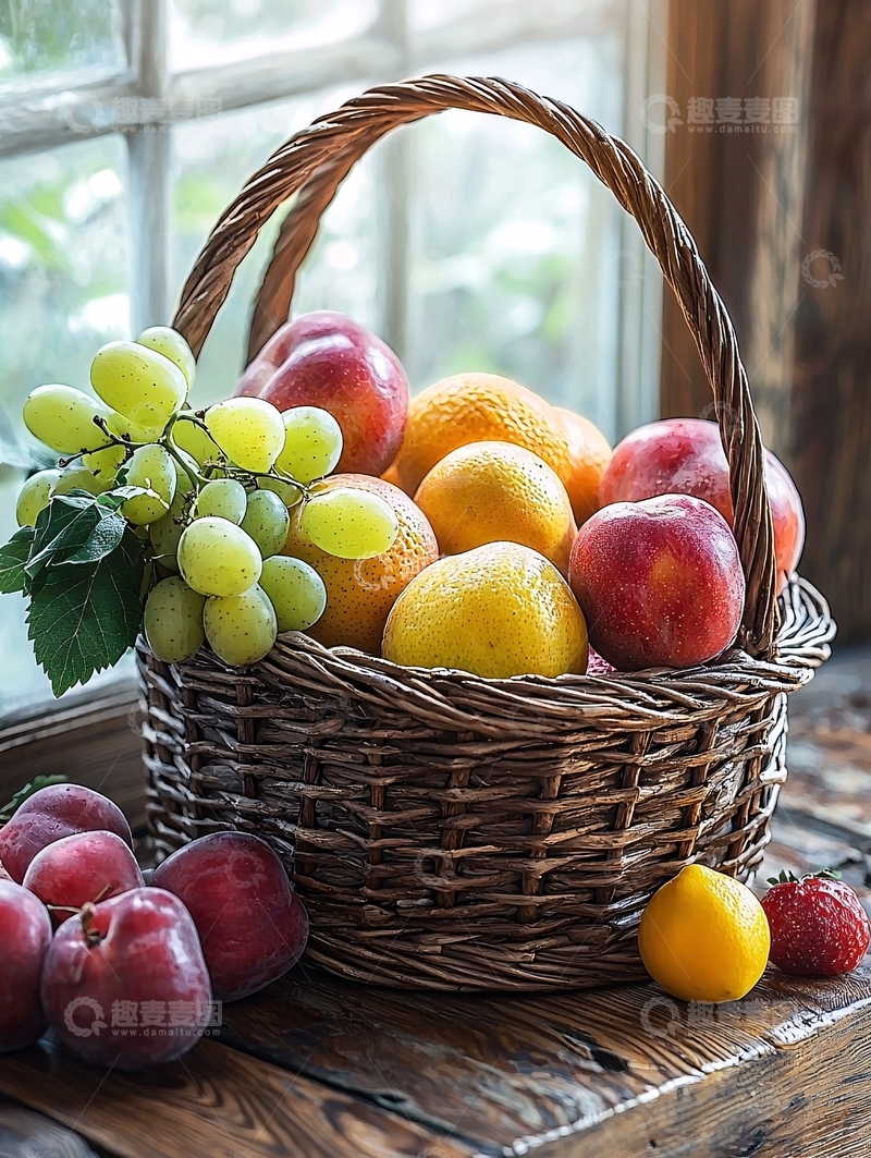 高清大图下载【趣麦麦图】-水果篮静物特写