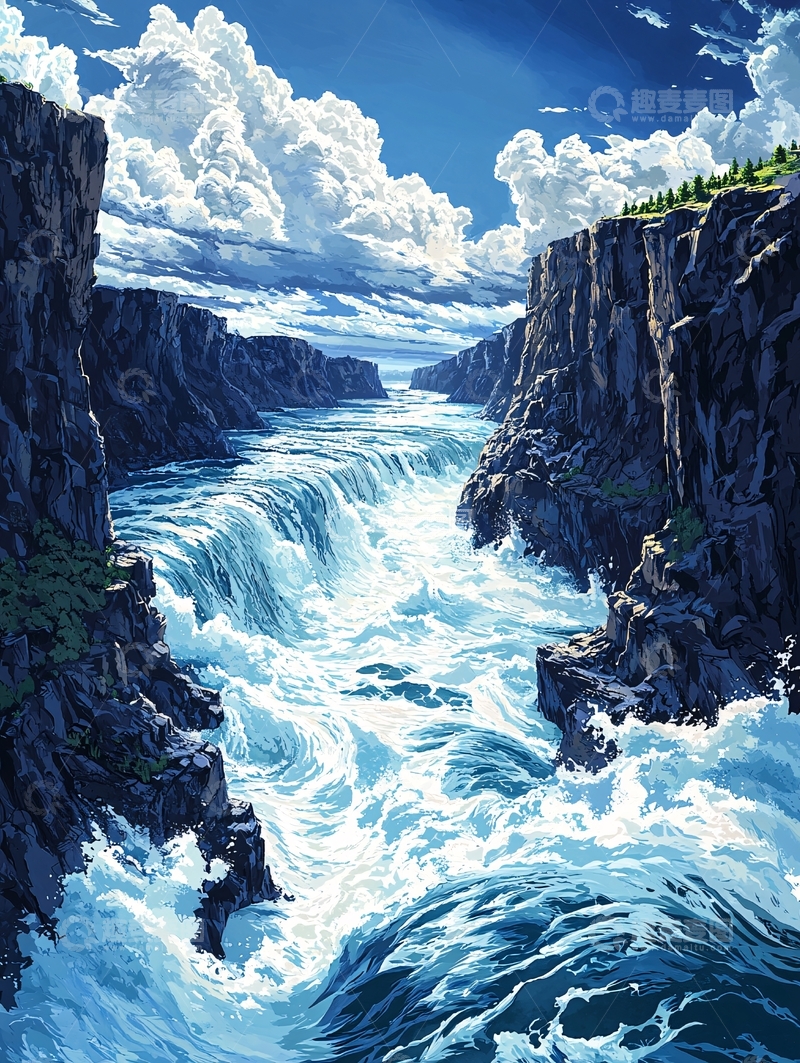 高清大图下载【趣麦麦图】汹涌河流峡谷风光