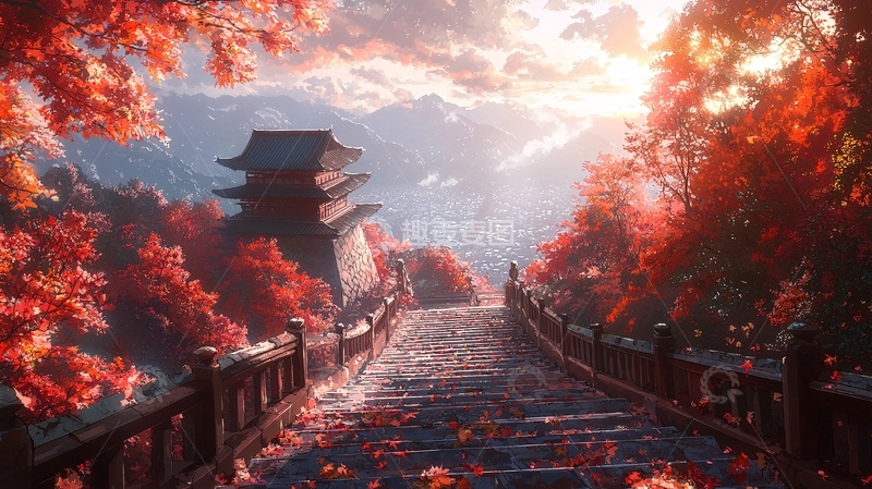 高清大图下载【趣麦麦图】秋日古建筑高清图片