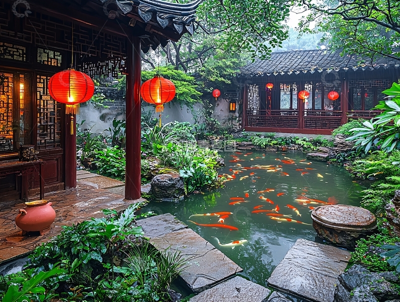 高清大图下载【趣麦麦图】江南园林庭院