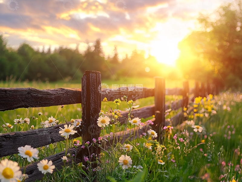 高清大图下载【趣麦麦图】夕阳下的田园风光
