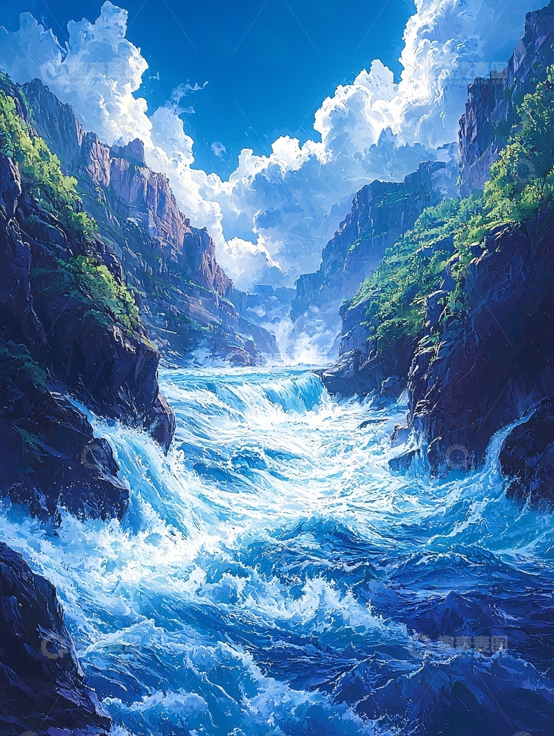 高清大图下载【趣麦麦图】峡谷湍流的河流