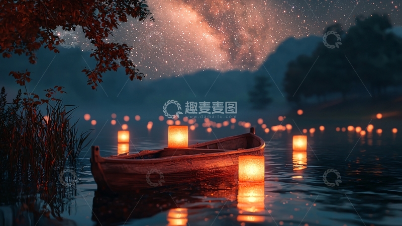 高清大图下载【趣麦麦图】星空下的湖面