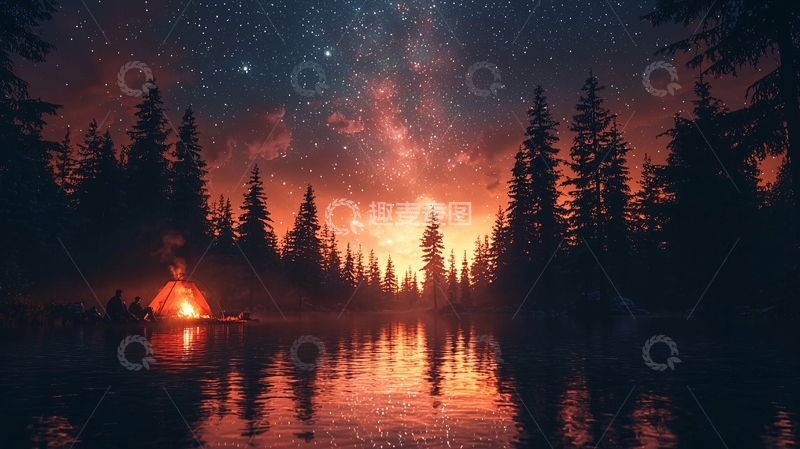 高清大图下载【趣麦麦图】星空下的营地