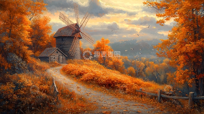 高清大图下载【趣麦麦图】秋日乡村风景如画