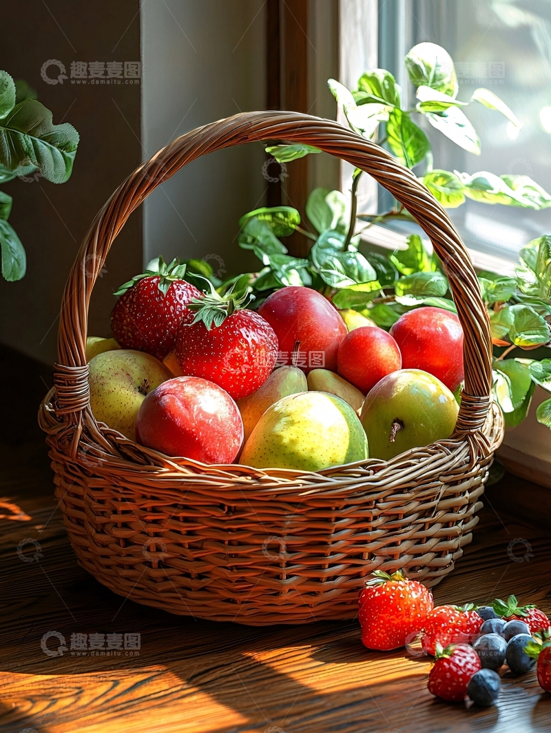 高清大图下载【趣麦麦图】阳光下的水果篮