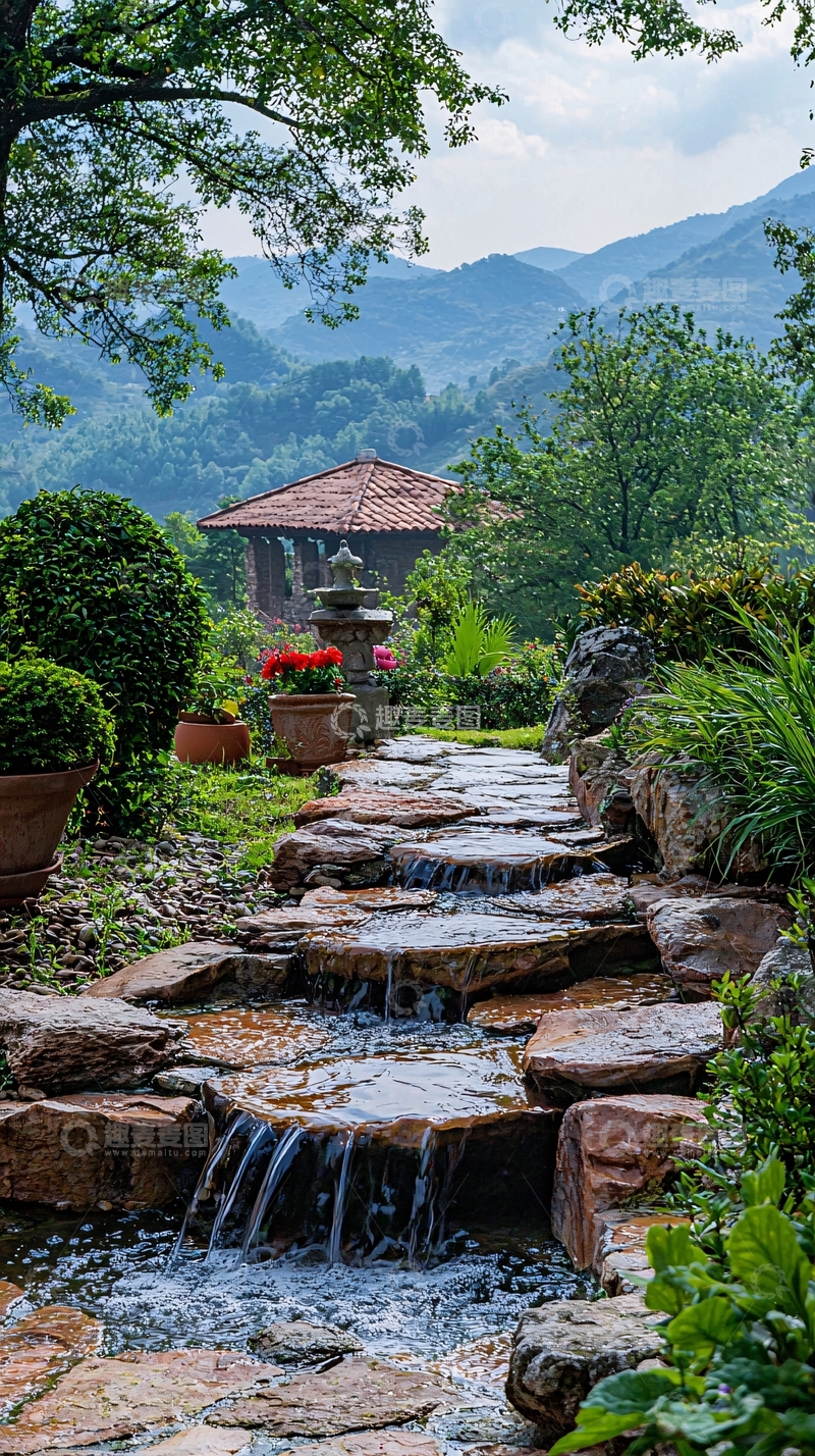 高清大图下载【趣麦麦图】山间小屋的庭院小路