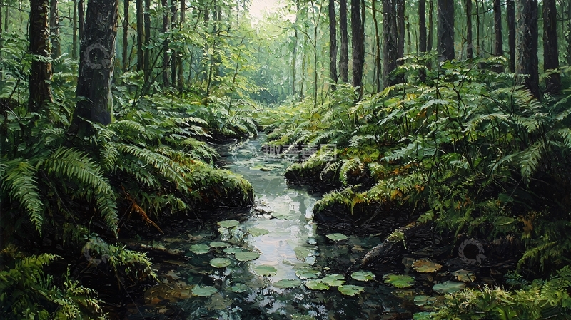高清大图下载【趣麦麦图】森林小溪的宁静风景