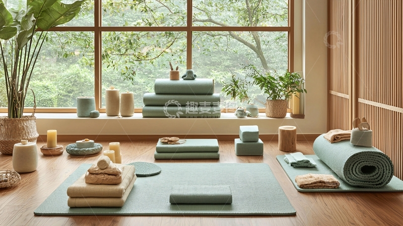 高清大图下载【趣麦麦图】平静的室内瑜伽空间