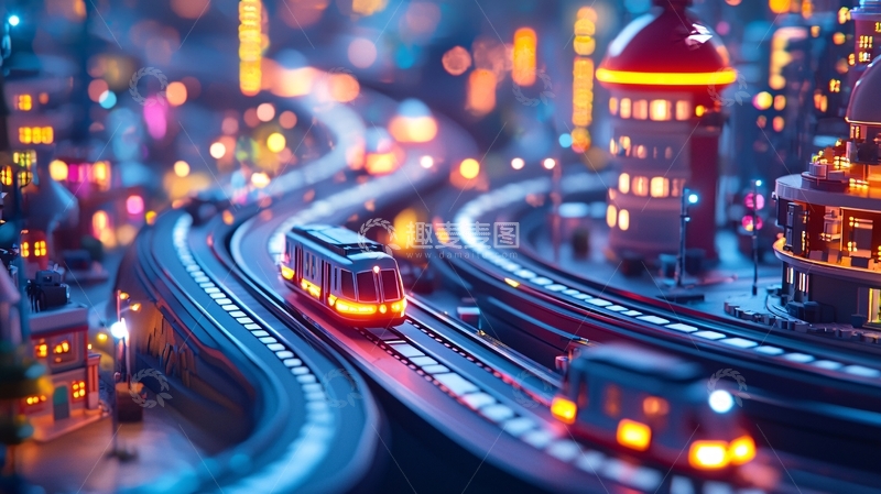 高清大图下载【趣麦麦图】未来城市轨道交通夜景
