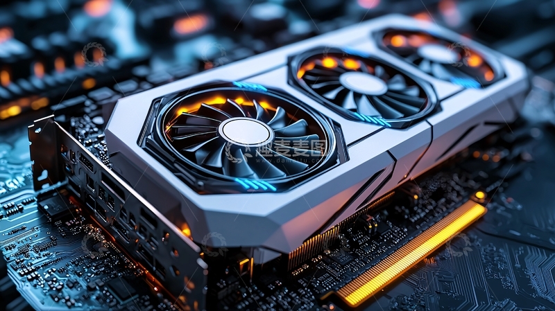 高清大图下载【趣麦麦图】高端白色三风扇显卡